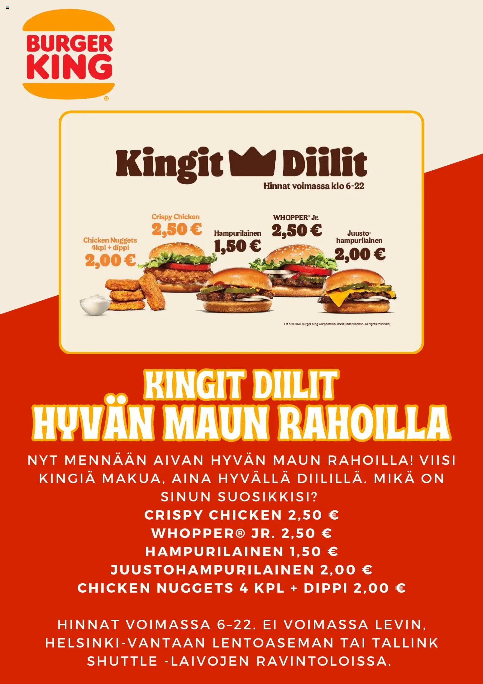 🛍️ Burger King tarjoukset alkaen 10/05/2026 » Katso huipputarjoukset ja säästä jo tänään! 💰 | Suomi