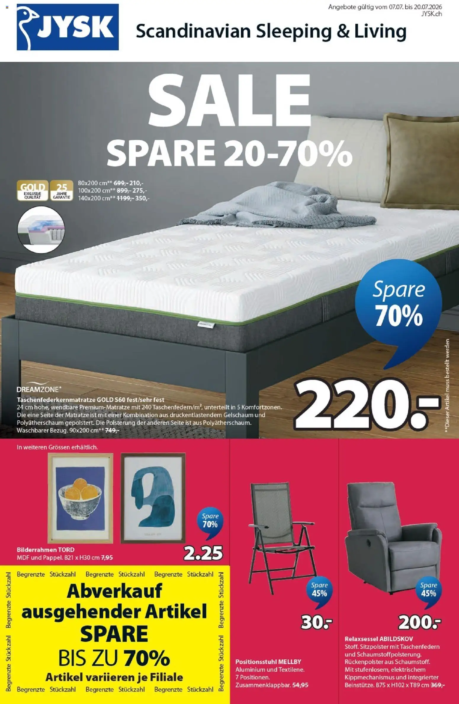 🛍️ JYSK aktionen ab 07.07.2026 » Entdecken Sie exklusive Rabatte und sparen Sie noch heute! 💰 | Schweiz