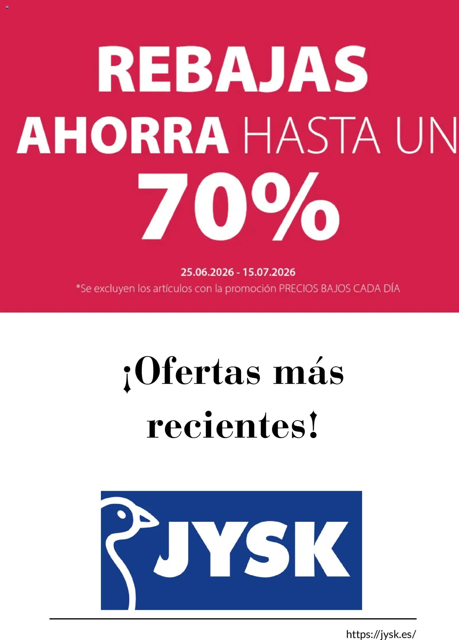JYSK folleto desde 25/06/2026 | ¿Cómo obtener un descuento limitado? ¡Ahorra hoy mismo! | España