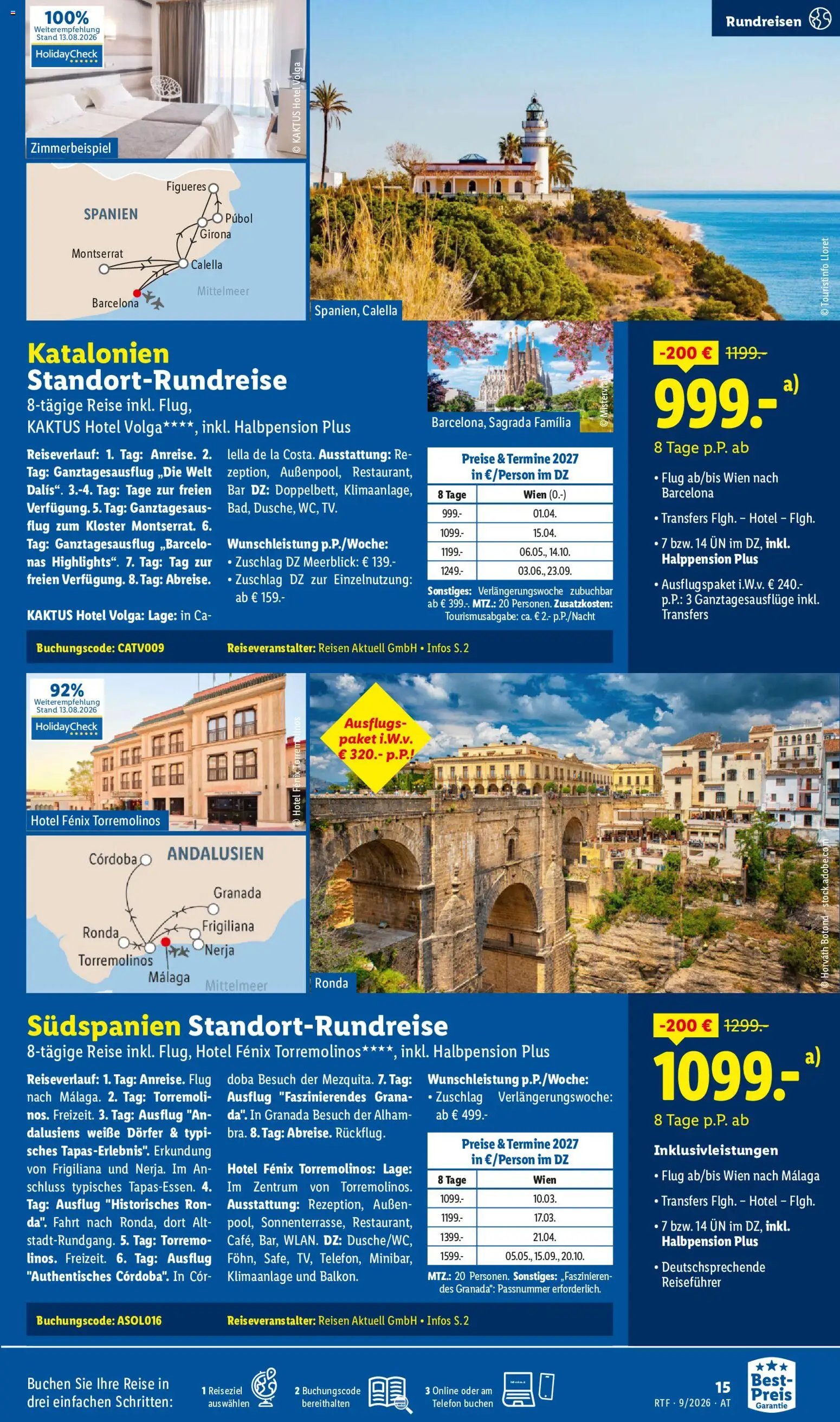 Lidl September/Oktober Reise-Highlights Flugblatt in Österreich