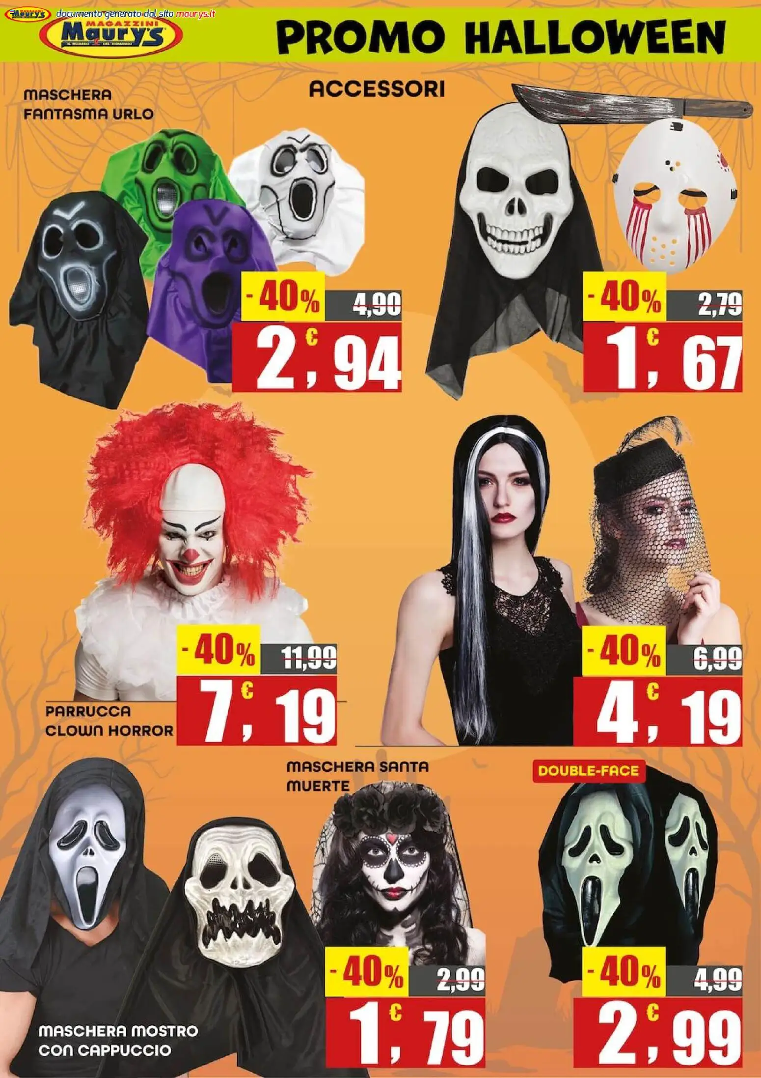 Maury`s volantino Halloween Volantino in Italy