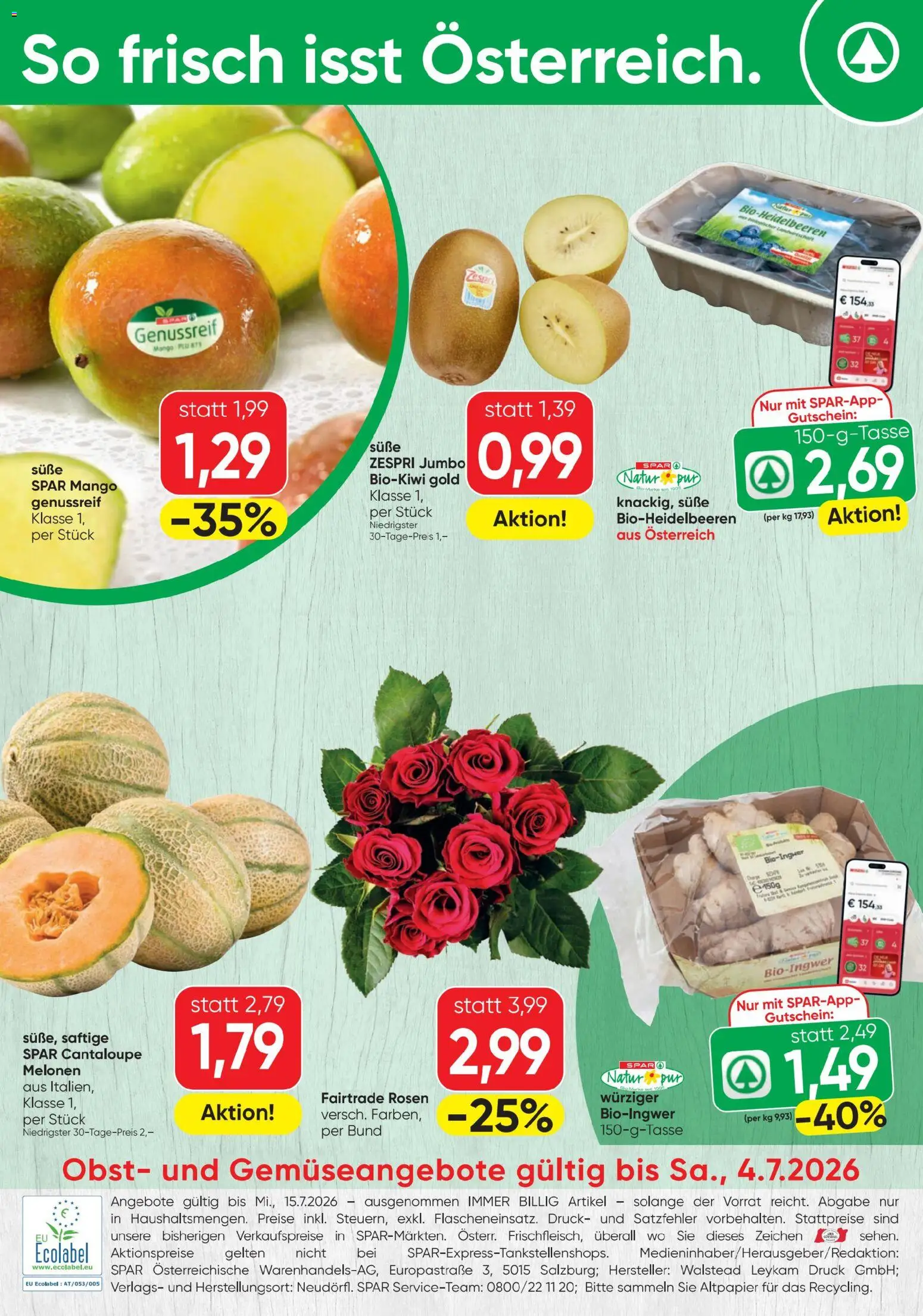 Jetzt sparen im Spar - Flugblatt 01.07.2026! Entdecken Sie die unschlagbaren Angebote | Österreich