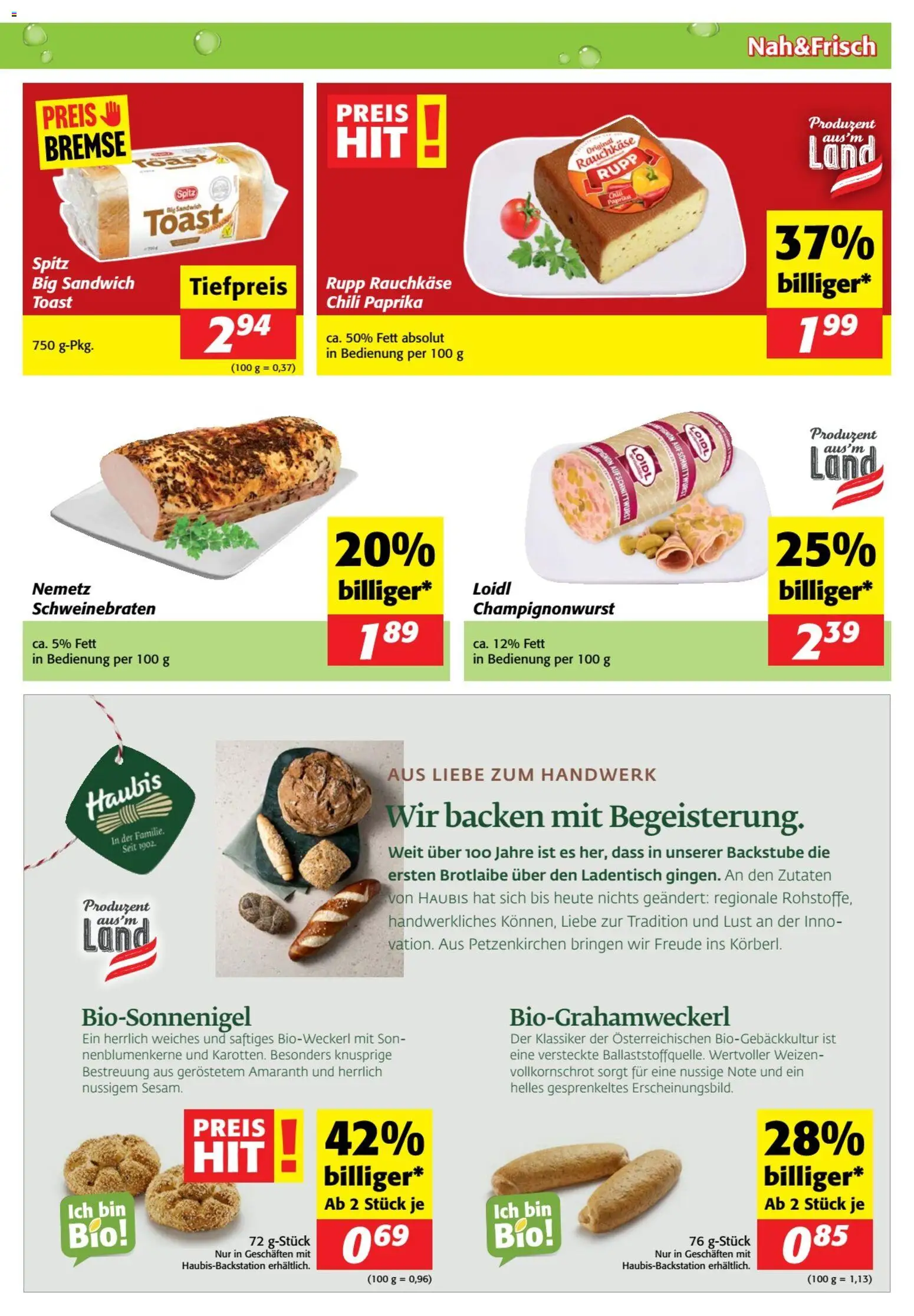 Nah und Frisch Flugblatt Flugblatt in Österreich