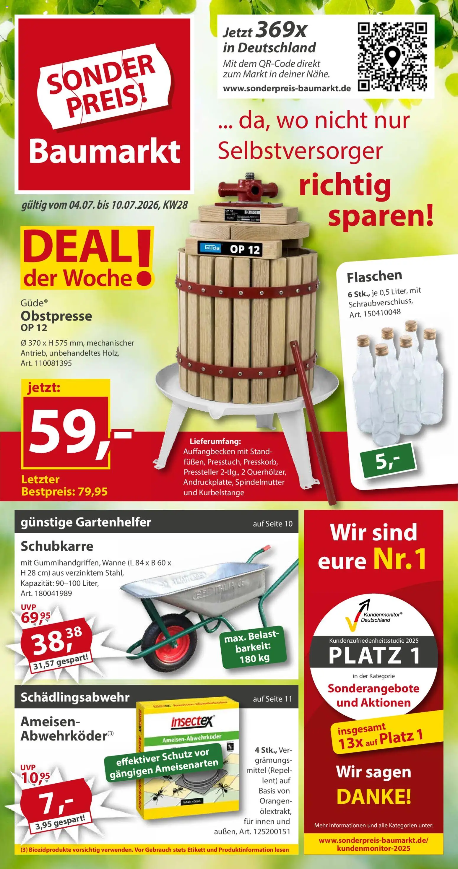 Sonderpreis Baumarkt Prospekt | 04.07.2026 | Wie erhält man einen begrenzten Rabatt? | Deutschland