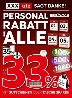 XXXL Lutz XXXLutz Personalrabatt für alle
