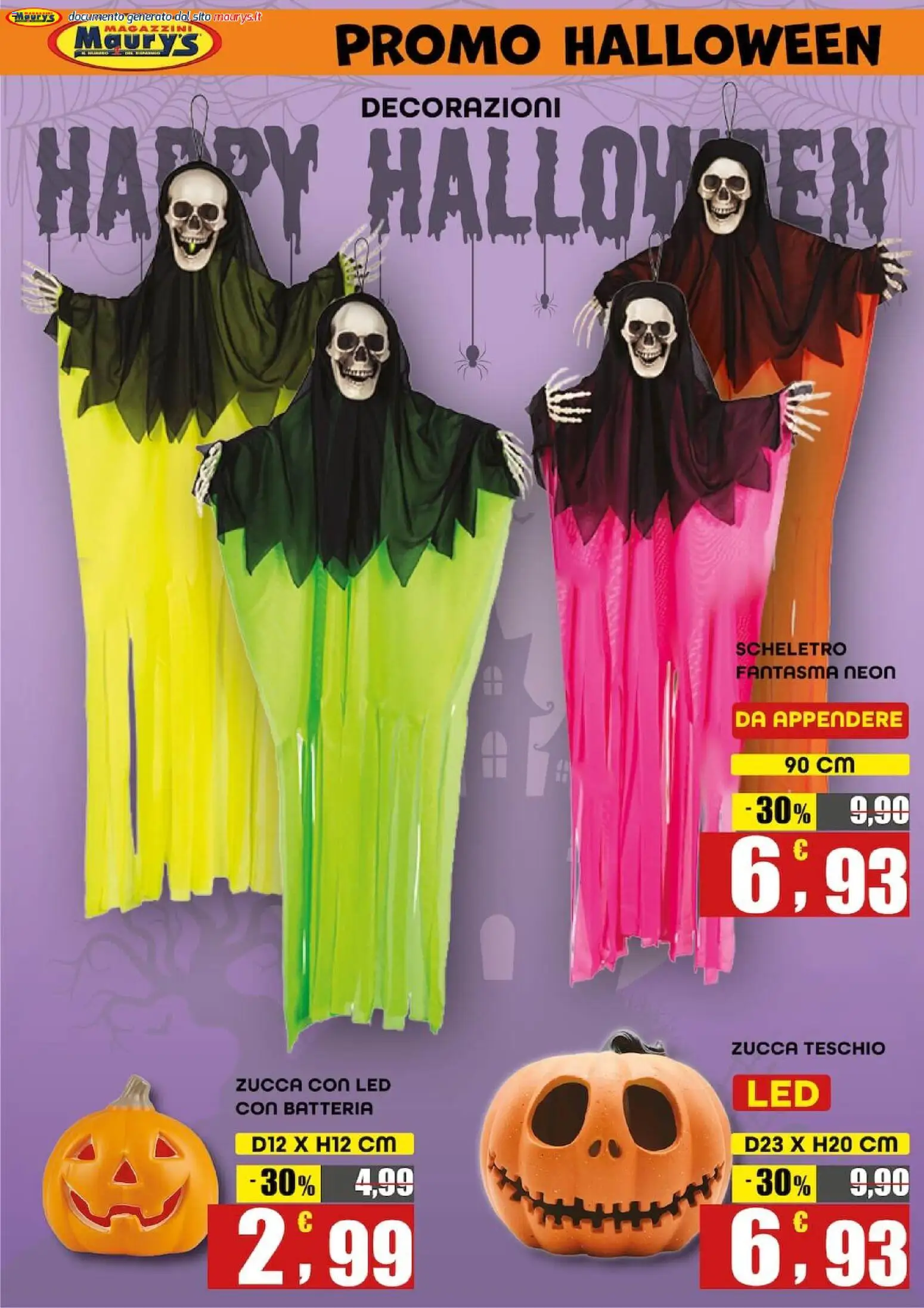 Maury`s volantino Halloween Volantino in Italy