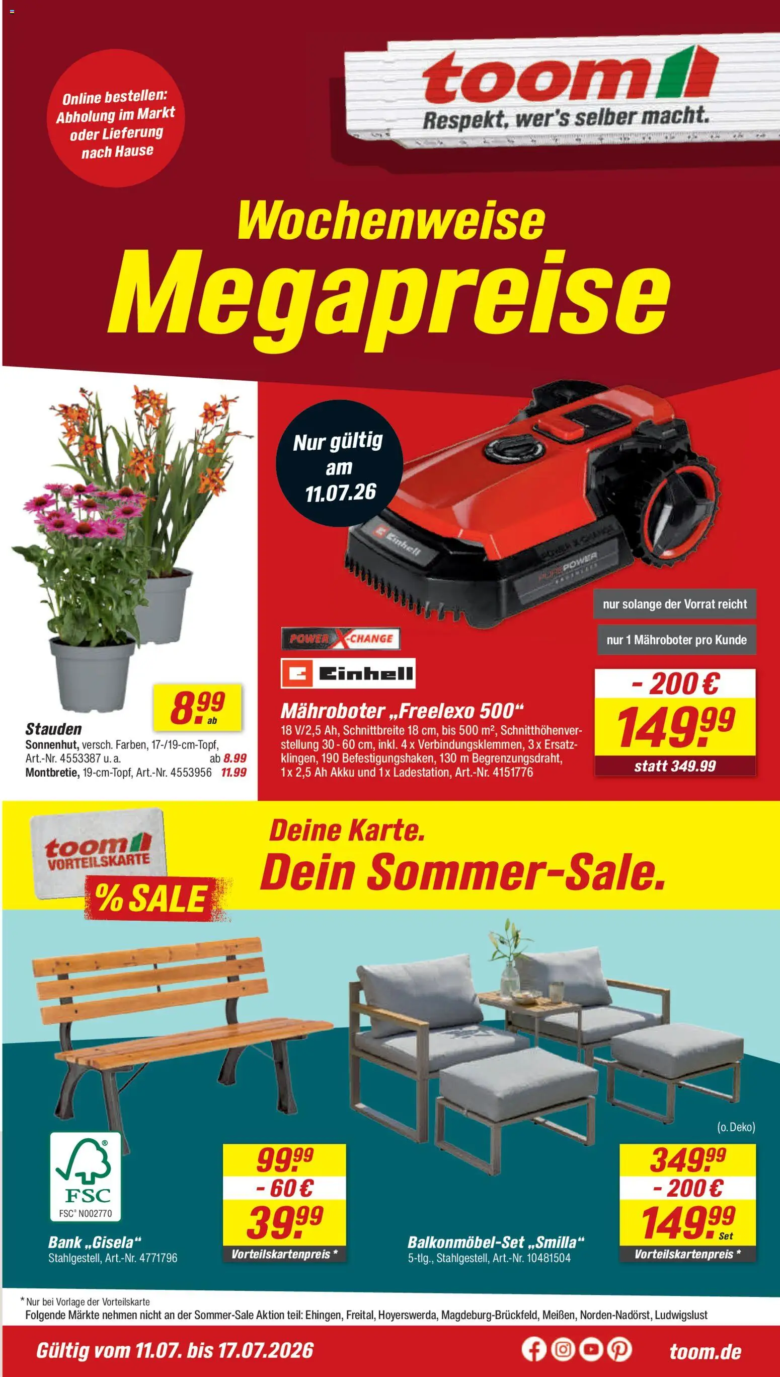 Toom Baumarkt Prospekt | 11.07.2026 | Wie erhält man einen begrenzten Rabatt? | Deutschland