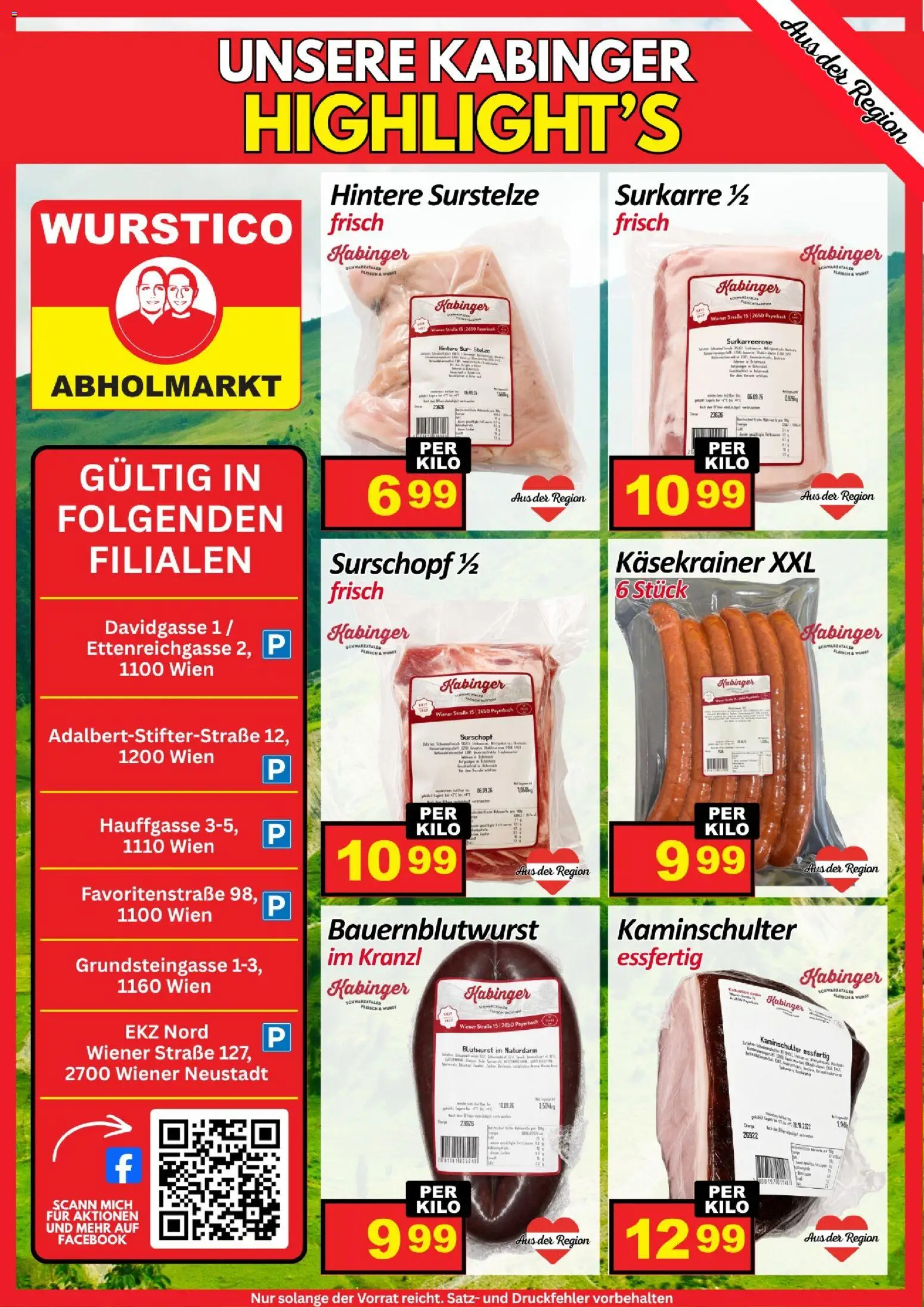 Wurstico Abholmarkt Flugblatt Flugblatt in Österreich