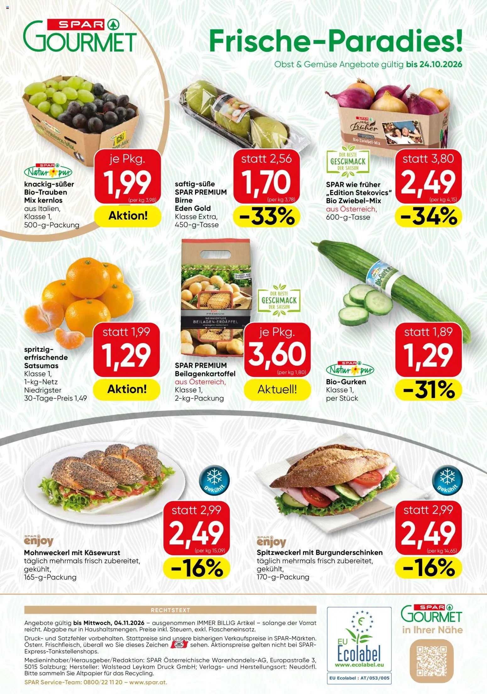 SPAR Gourmet Flugblatt Flugblatt in Österreich