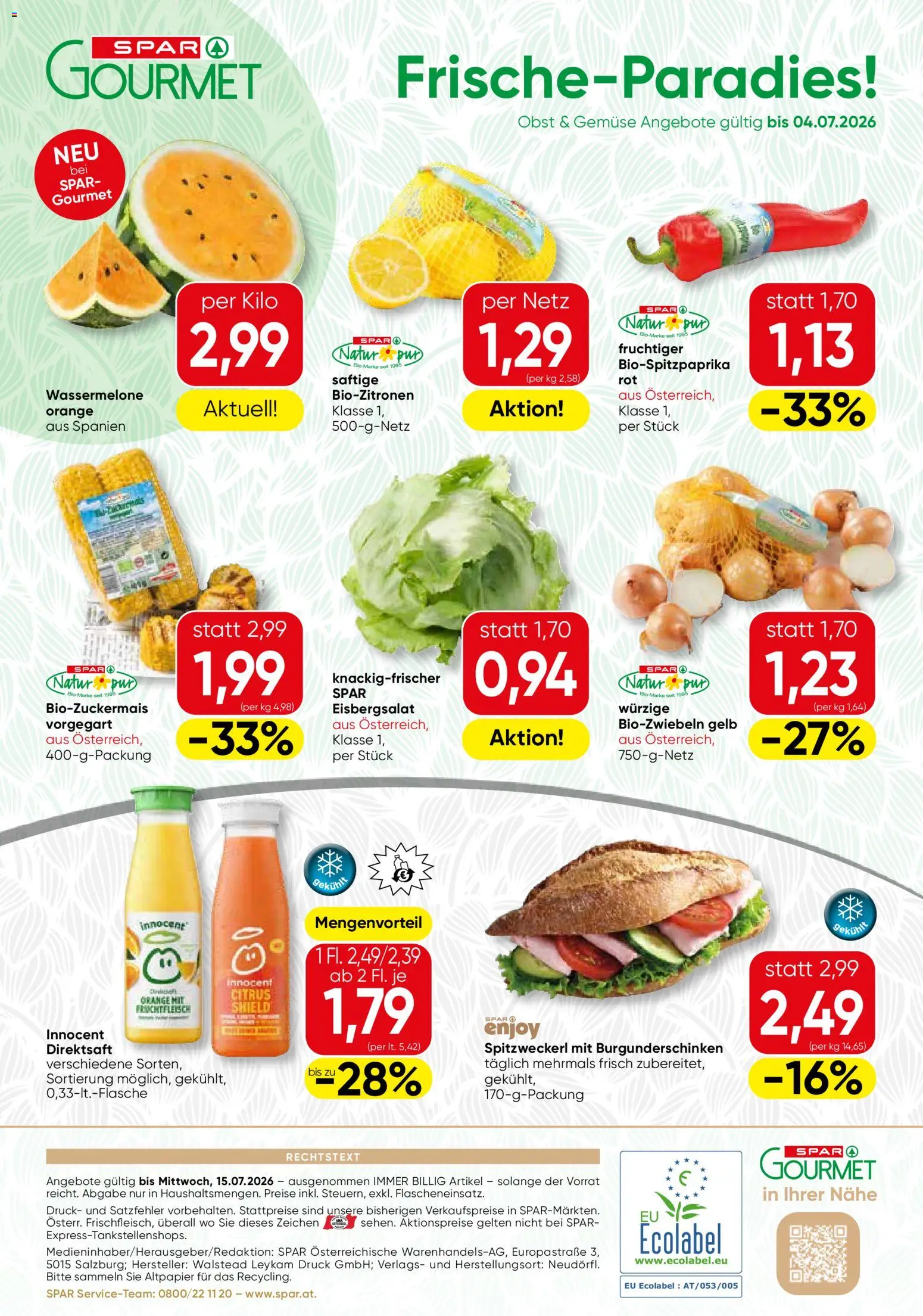Die besten Angebote | SPAR Gourmet Flugblatt ab 01.07.2026 | - Jetzt stöbern! | Österreich