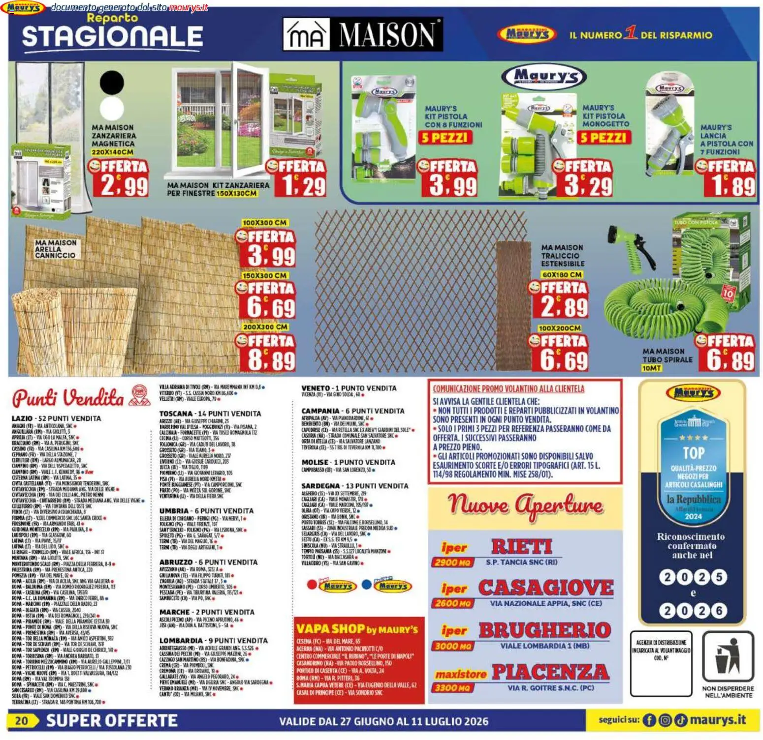 📣 Volantino Maury's dal 📅 27/06/2026 - Scopri le offerte ora!🔥 | Italy