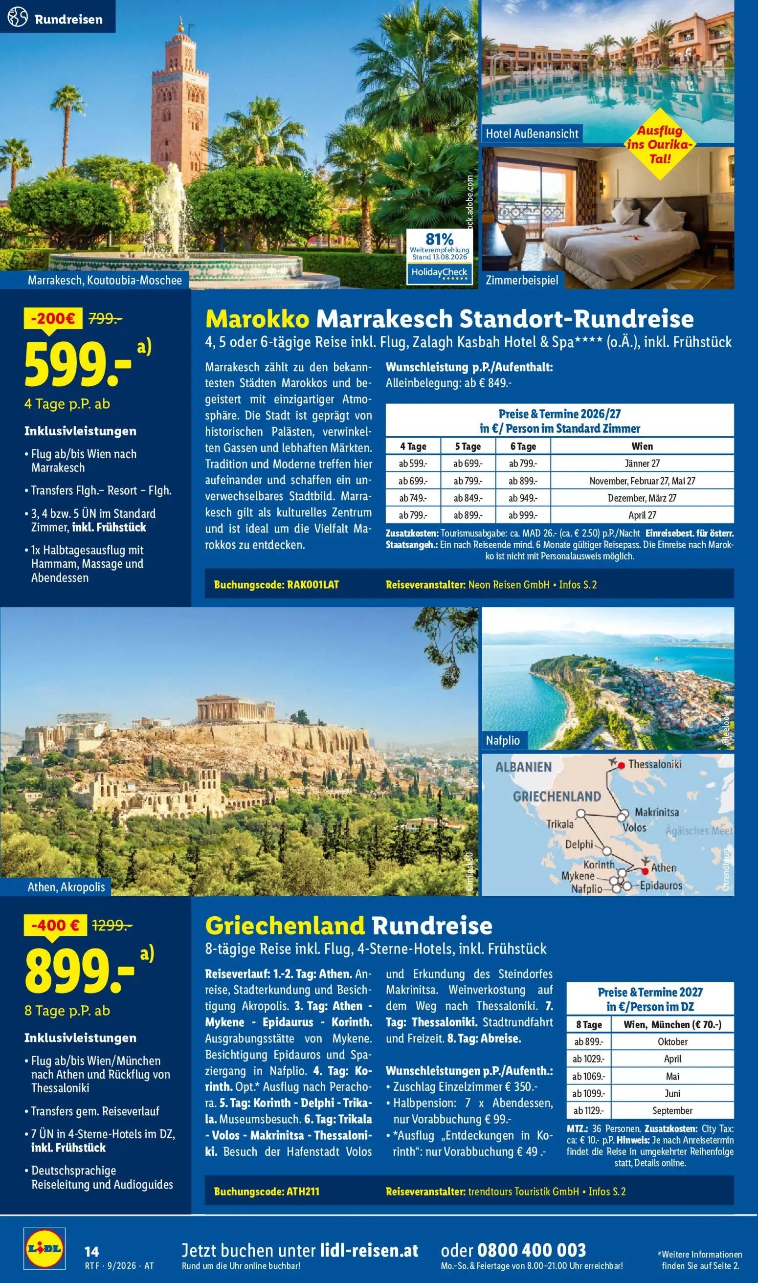 Lidl September/Oktober Reise-Highlights Flugblatt in Österreich