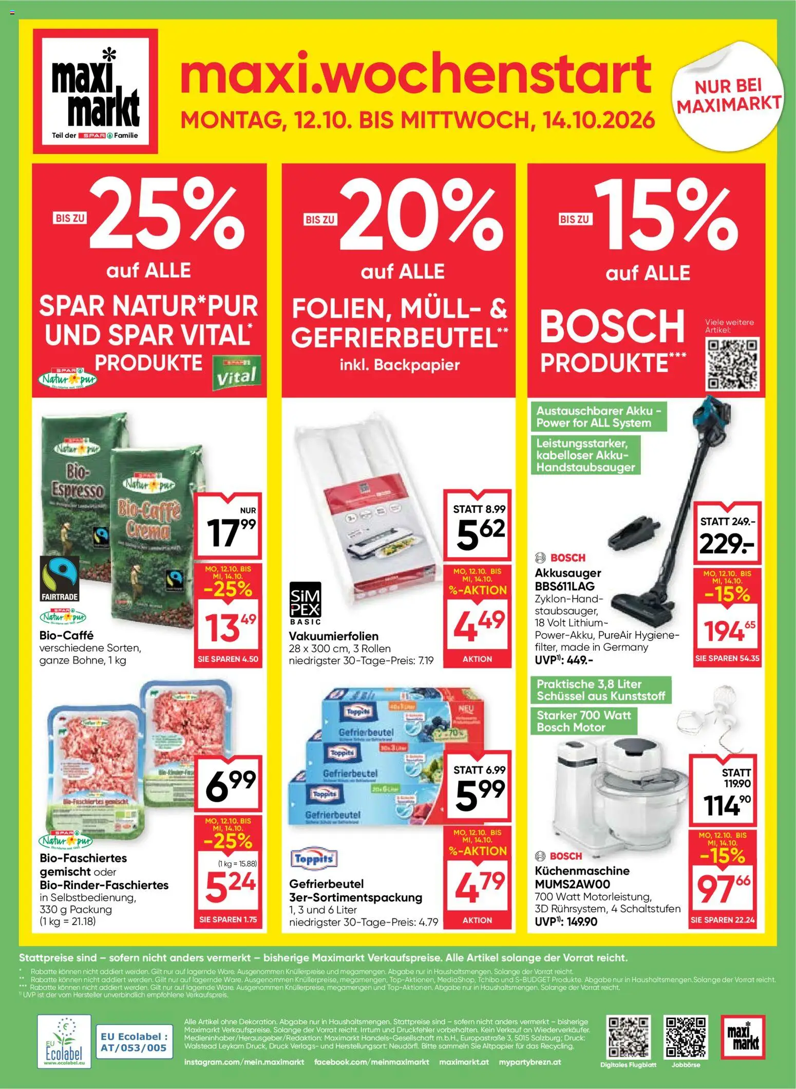 Maximarkt Flugblatt Flugblatt in Österreich