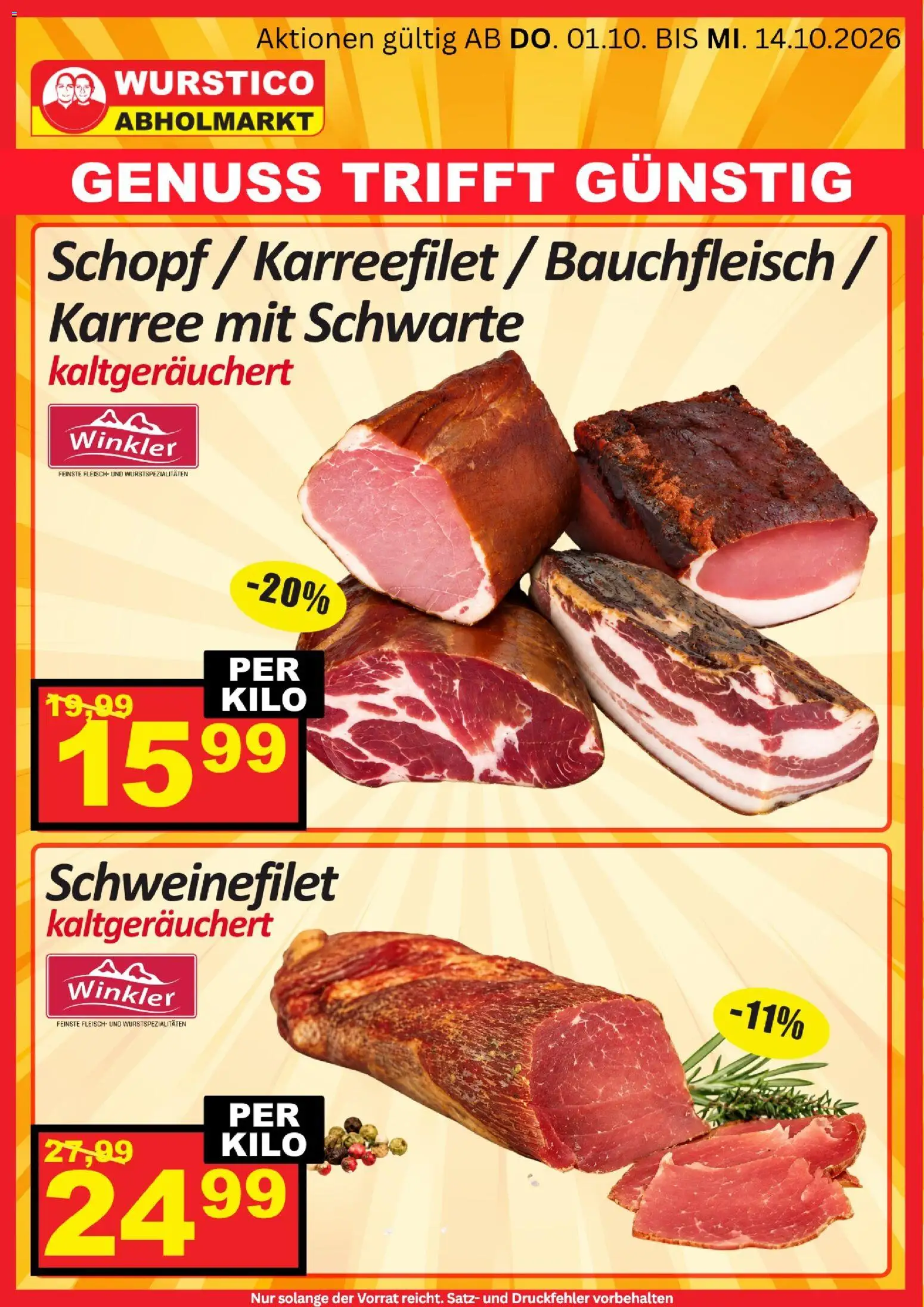 Wurstico Abholmarkt Flugblatt Flugblatt in Österreich