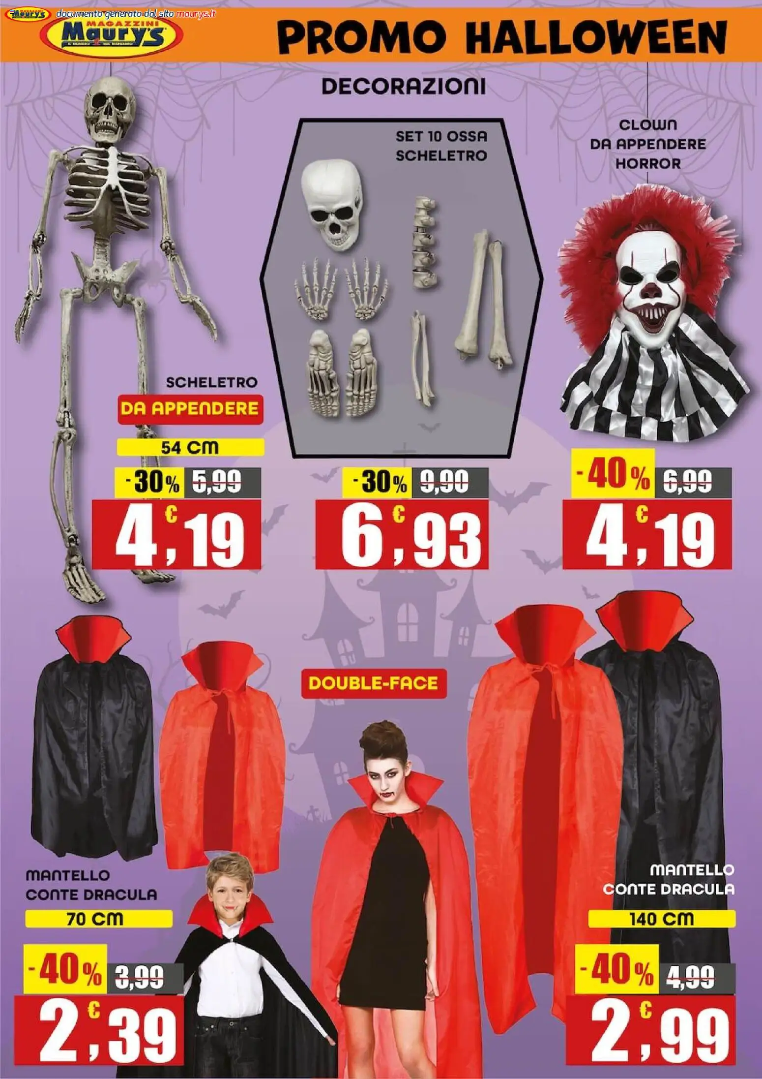 Maury`s volantino Halloween Volantino in Italy