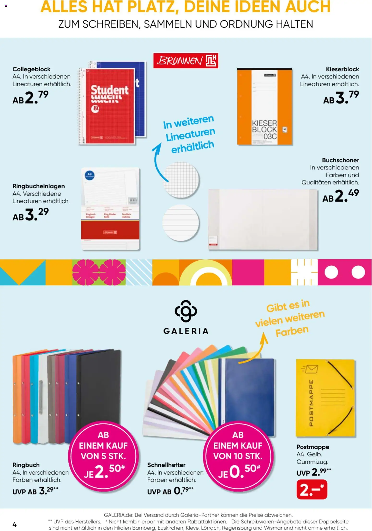 Galeria Karstadt Kaufhof Back to school Prospekt in Deutschland