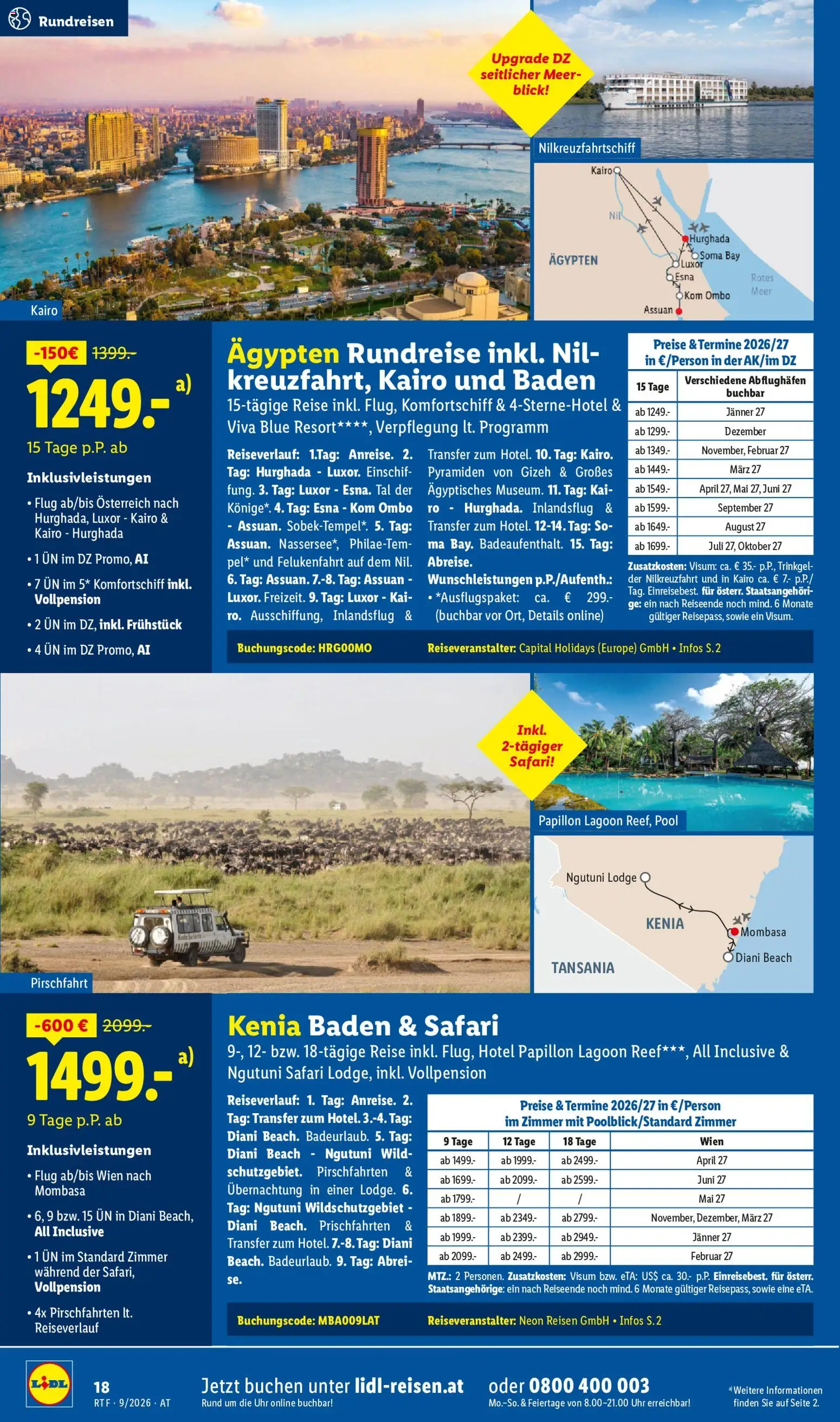 Lidl September/Oktober Reise-Highlights Flugblatt in Österreich