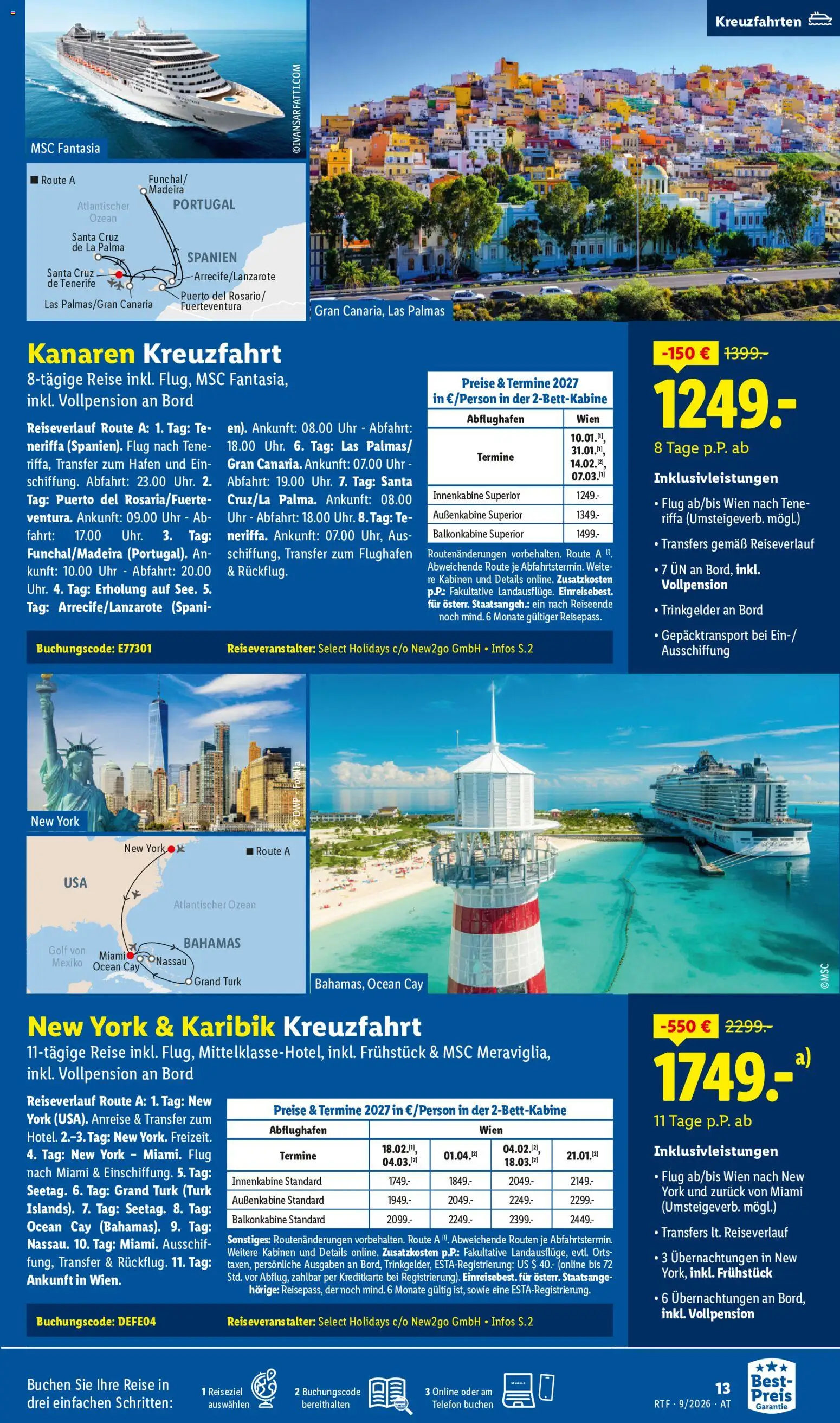 Lidl September/Oktober Reise-Highlights Flugblatt in Österreich