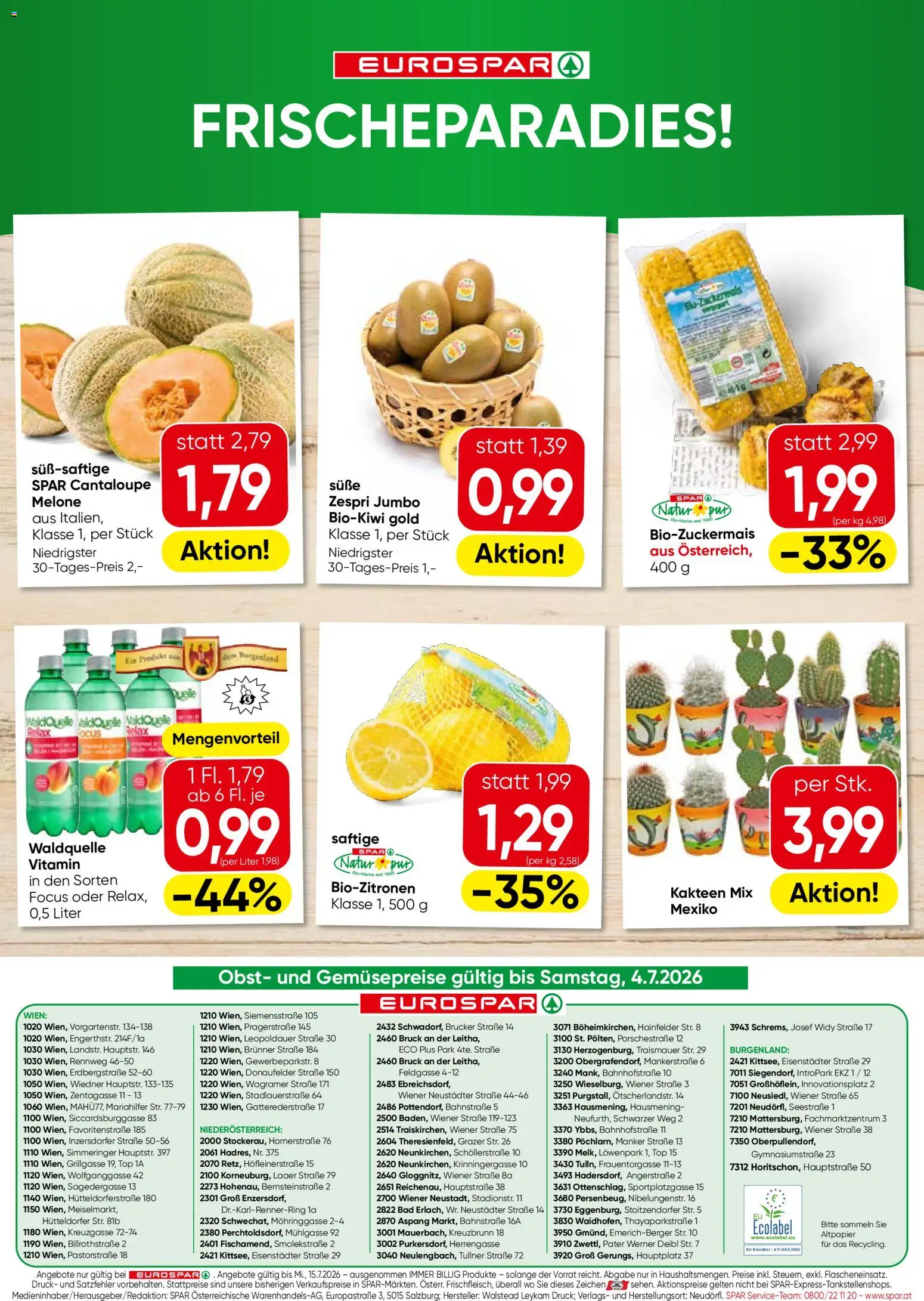 Die besten Angebote | Eurospar Flugblatt ab 01.07.2026 | - Jetzt stöbern! | Österreich