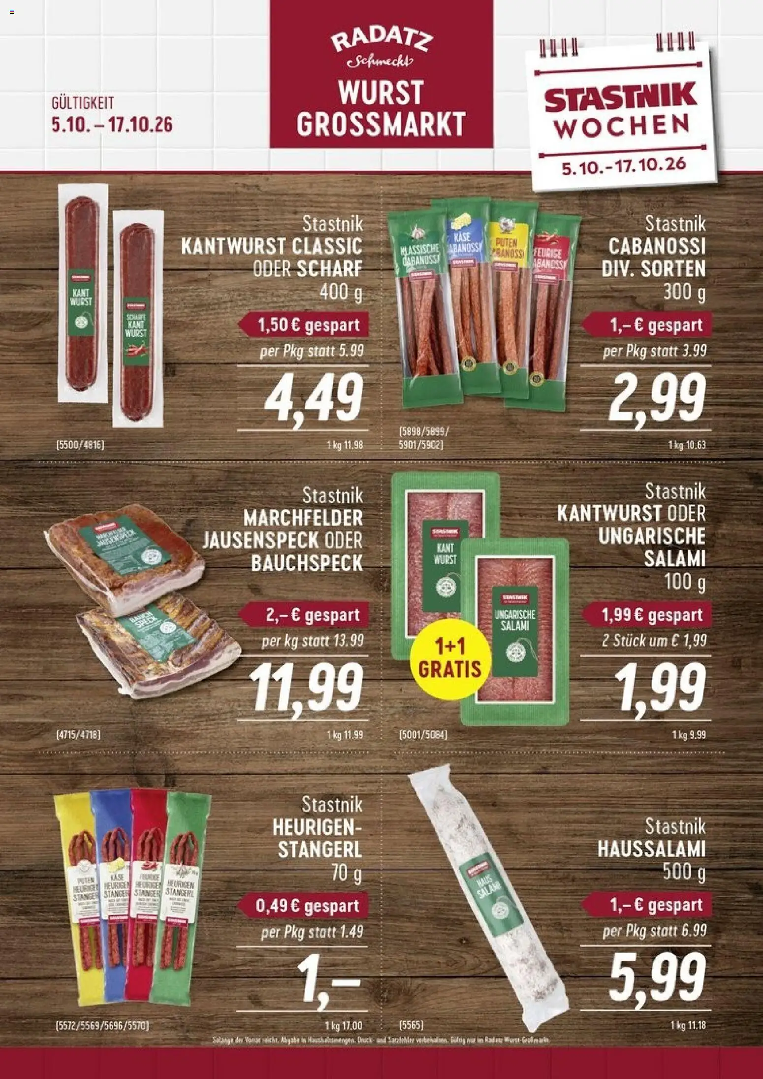 Radatz Wurst Grossmarkt Flugblatt in Österreich