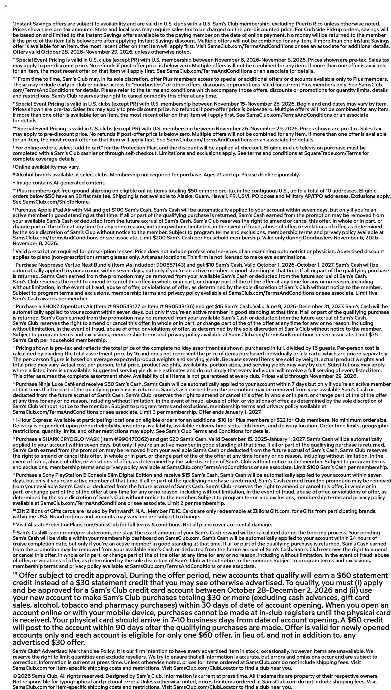 Sam`s Club Black Friday Weekly Ad in United States