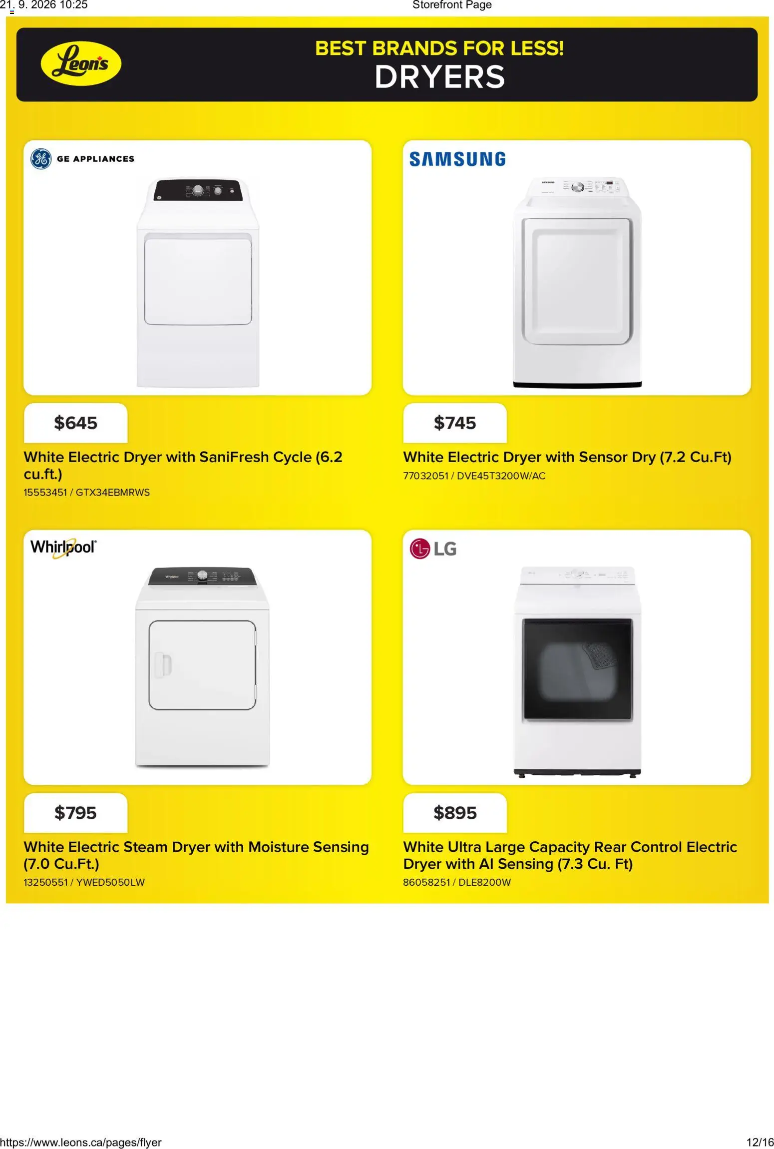 Leon`s flyer - BBFL Appliances Flyer in Canada