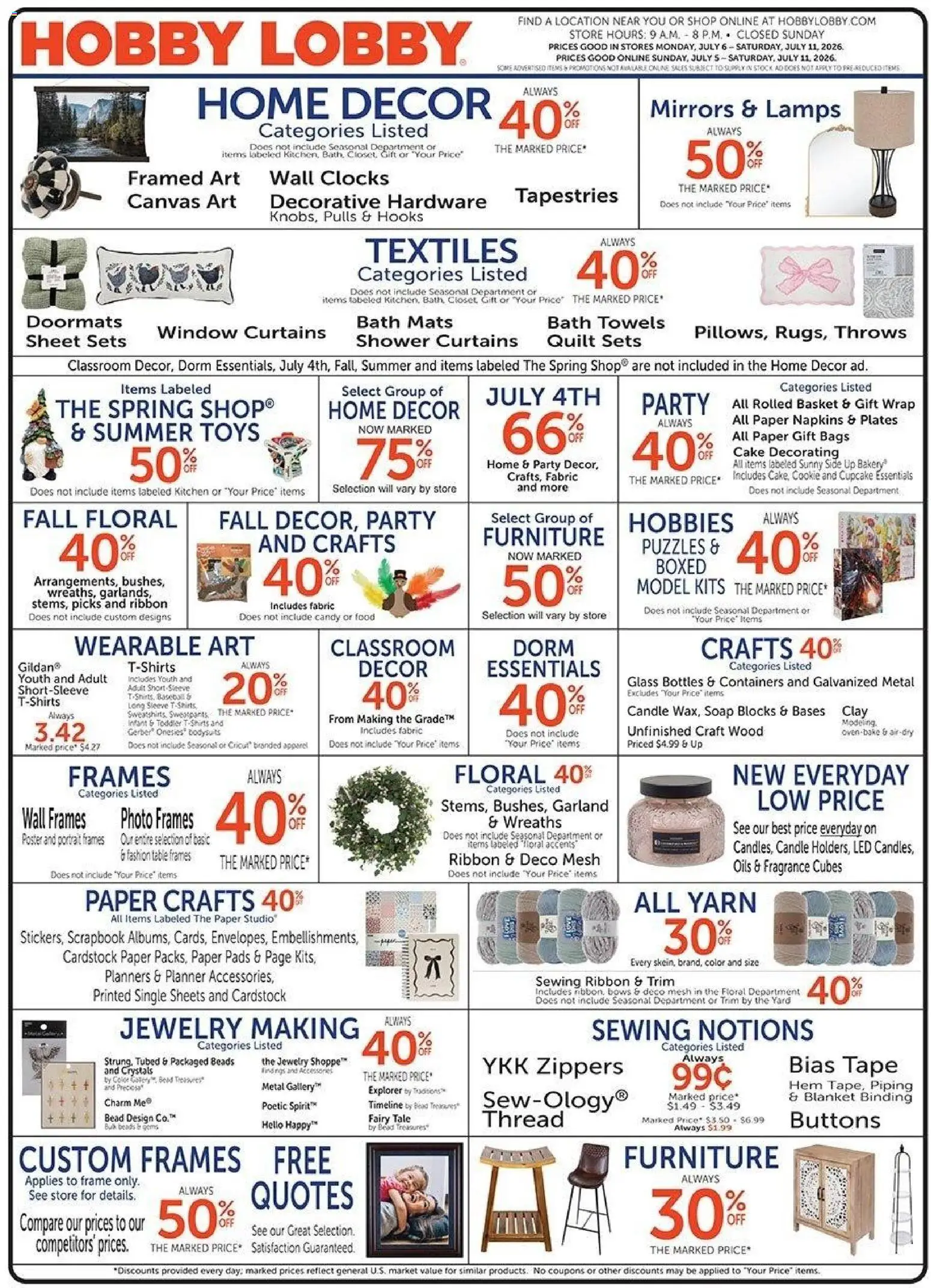 The new Hobby Lobby flyer is now online. See all July offers on your mobile and save! | United States